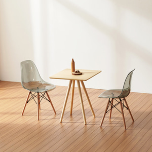 세레나 사각 고스트 2인 테이블 (테이블+의자2)